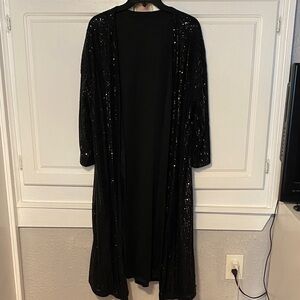 Black Sequin Long Cardigan